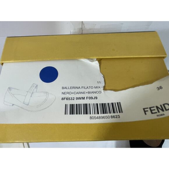 FENDI Marie Antoinette Ballerina Flats Logo Black Knit EU 36 US 5.5 - Picture 11 of 12